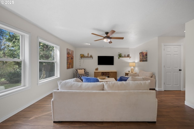 9435 SE 282nd Ave, Boring, OR 97009 - living room with a ceiling fan and dark wood-type flooring