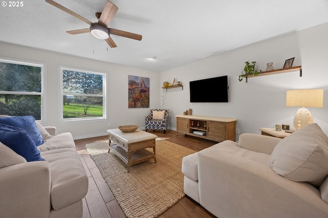 9435 SE 282nd Ave, Boring, OR 97009 - living area with a ceiling fan and wood finished floors