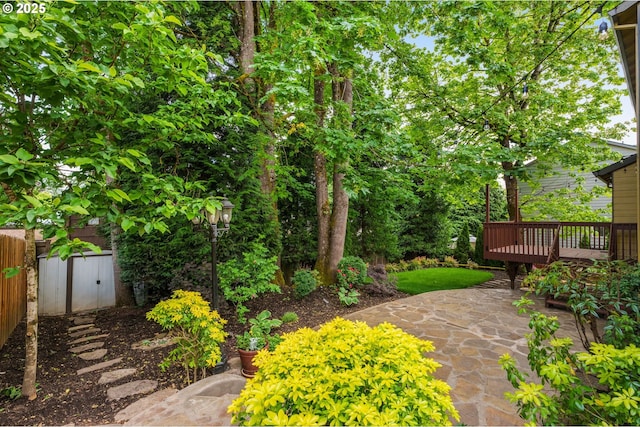 3543 SE Wister St, Milwaukie, OR 97222 - view of yard with a wooden deck and a patio area