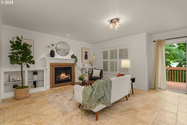 3543 SE Wister St, Milwaukie, OR 97222 - living area with crown molding and a glass covered fireplace