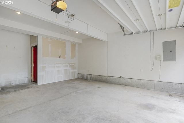 18450 SW Longacre St, Beaverton, OR 97003 - garage featuring electric panel, a garage door opener, and recessed lighting