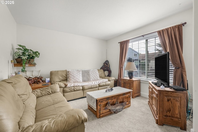 living room with light carpet