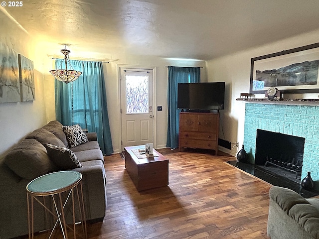 living room featuring dark hardwood / wood-style flooring