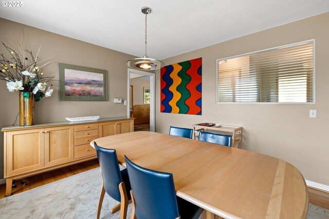 dining area with wood finished floors