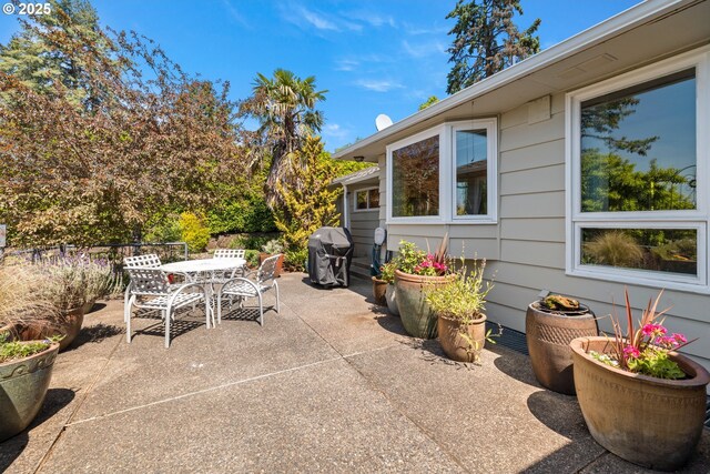 view of patio / terrace featuring outdoor dining area and grilling area