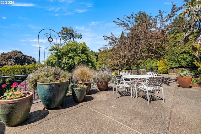 view of patio featuring outdoor dining space