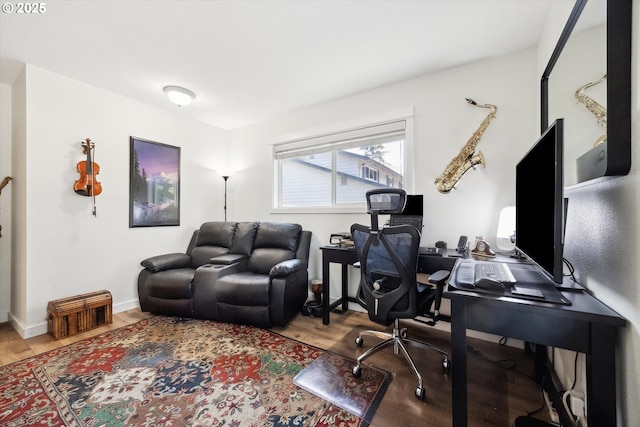 office space featuring wood finished floors