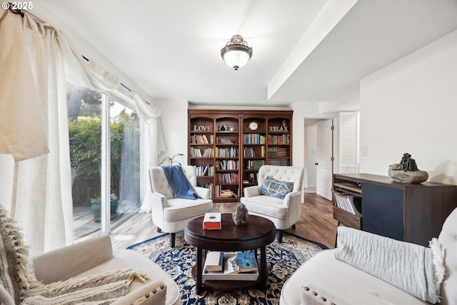 living area featuring wood finished floors
