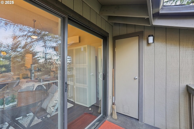 doorway to property with a balcony