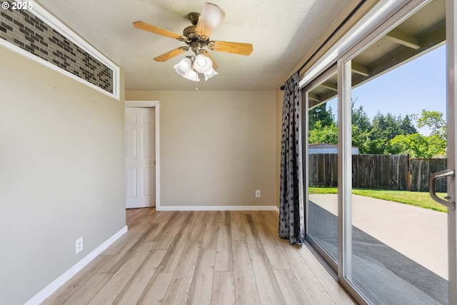 3840 Vista Dr, North Bend, OR 97459 - empty room featuring light wood-type flooring and ceiling fan