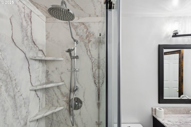 3840 Vista Dr, North Bend, OR 97459 - bathroom with a marble finish shower and vanity