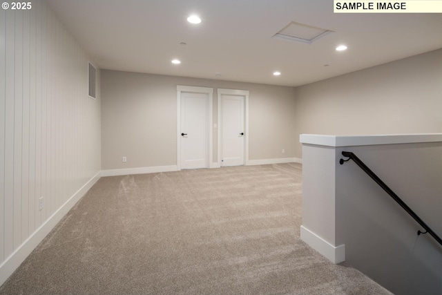 1205 S Mountain Pl, Ridgefield, WA 98642 - basement featuring recessed lighting, light carpet, visible vents, and baseboards
