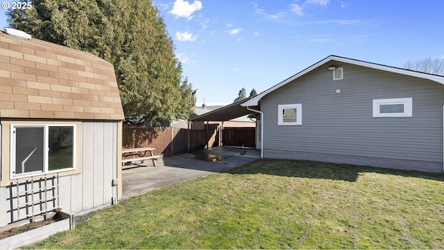 view of yard with a patio and a fenced backyard