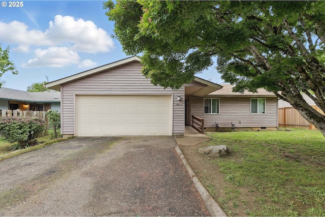 1315 SE 135th Ave, Portland, OR 97233 - ranch-style home with asphalt driveway, an attached garage, and fence