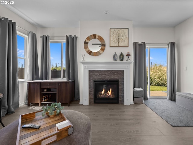 1053 Winfield St NE, Gervais, OR 97026 - living area with wood finished floors and a glass covered fireplace