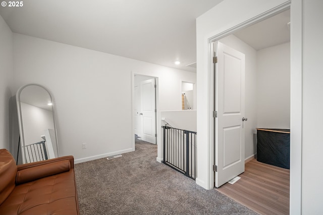 3563 SE Richey Rd, Gresham, OR 97080 - hallway featuring an upstairs landing, carpet flooring, baseboards, and recessed lighting