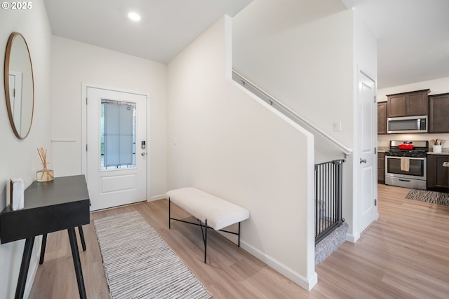 3563 SE Richey Rd, Gresham, OR 97080 - foyer entrance featuring light wood finished floors, baseboards, and recessed lighting
