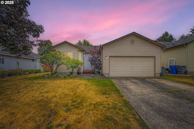 15619 NE Hickory St, Vancouver, WA 98682 - ranch-style house with concrete driveway, a front yard, and a garage