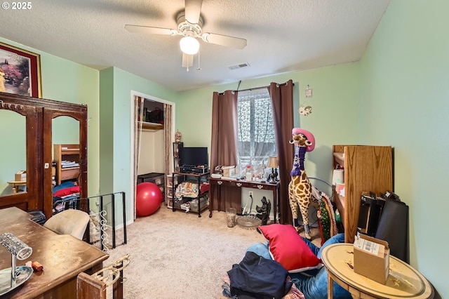 15619 NE Hickory St, Vancouver, WA 98682 - office with ceiling fan, carpet flooring, and a textured ceiling