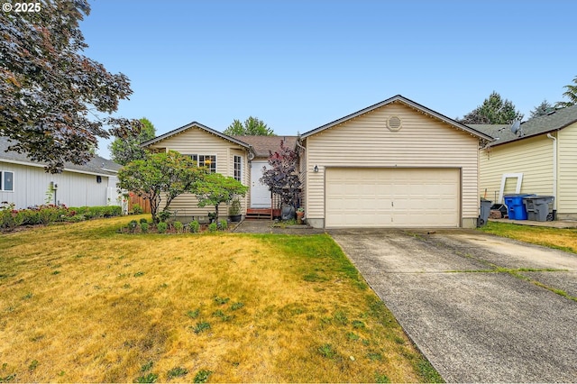 15619 NE Hickory St, Vancouver, WA 98682 - ranch-style house with driveway, a front yard, and an attached garage