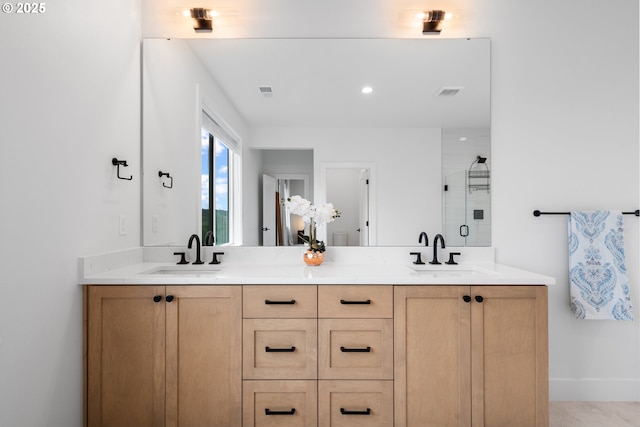 15625 NW Gooderham St, Portland, OR 97229 - full bathroom with double vanity and a stall shower