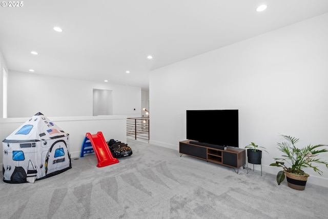 15625 NW Gooderham St, Portland, OR 97229 - rec room featuring carpet floors and recessed lighting