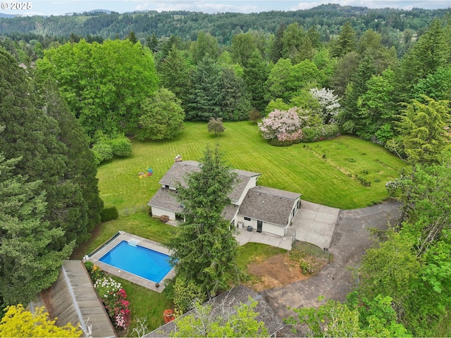 28040 SE Stark St, Troutdale, OR 97060 - aerial view of property and surrounding area featuring a forest and a pool area