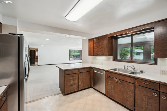 28040 SE Stark St, Troutdale, OR 97060 - kitchen with appliances with stainless steel finishes, plenty of natural light, light flooring, a sink, and recessed lighting