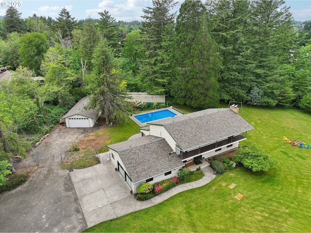 28040 SE Stark St, Troutdale, OR 97060 - aerial view of property and surrounding area featuring a pool area and a heavily wooded area