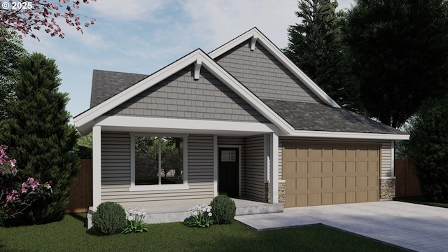 view of front of property featuring a garage and a front lawn