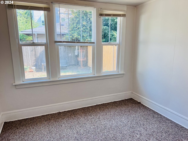 carpeted empty room with baseboards