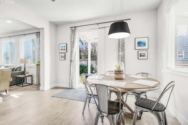 dining room featuring light hardwood / wood-style flooring