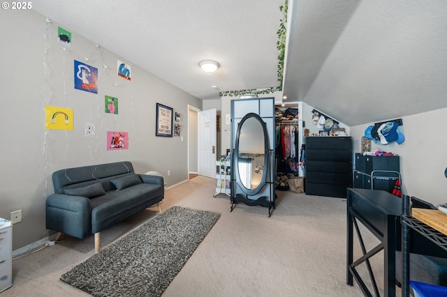 16420 SW Sienna Ln, Beaverton, OR 97007 - bedroom featuring carpet floors, a textured ceiling, and vaulted ceiling