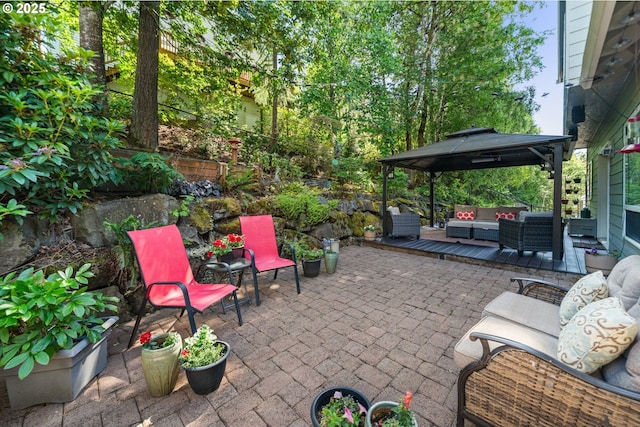 16420 SW Sienna Ln, Beaverton, OR 97007 - view of patio with an outdoor living space and a gazebo