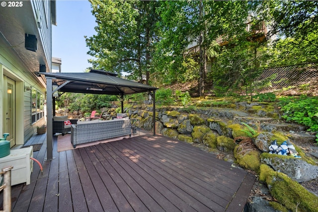 16420 SW Sienna Ln, Beaverton, OR 97007 - wooden terrace with a gazebo and an outdoor living space