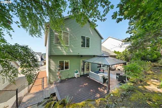 16420 SW Sienna Ln, Beaverton, OR 97007 - rear view of property with an outdoor hangout area, a gazebo, and a wooden deck
