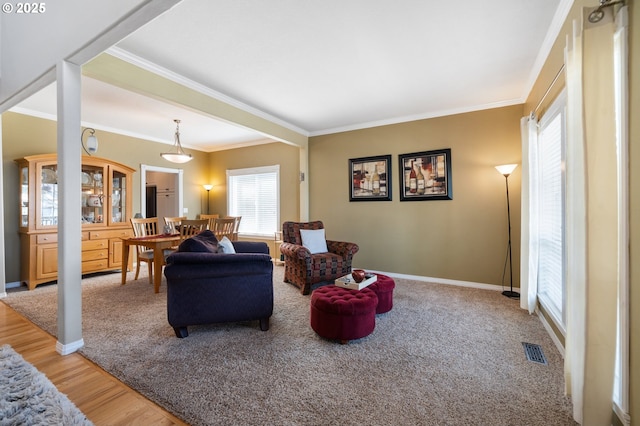 16420 SW Sienna Ln, Beaverton, OR 97007 - living area with ornamental molding and wood finished floors