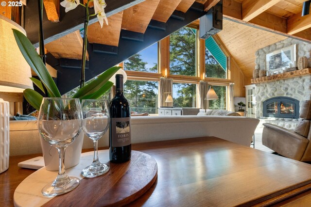 53461 Safe Rd, Bandon, OR 97411 - interior space featuring a fireplace