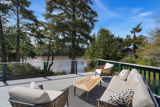 53461 Safe Rd, Bandon, OR 97411 - deck with an outdoor living space and a water view