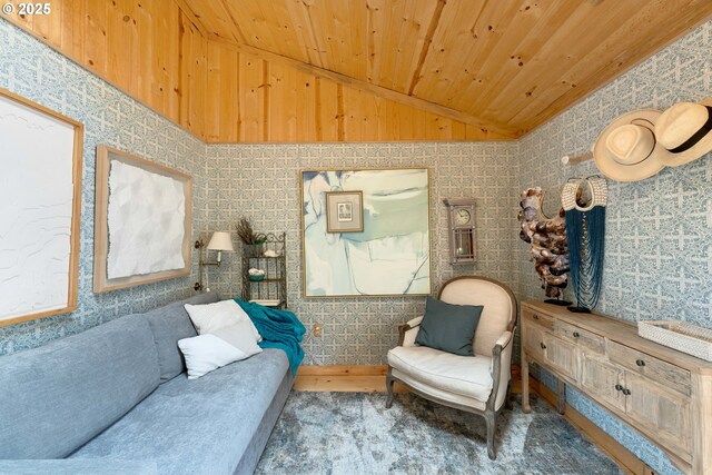 53461 Safe Rd, Bandon, OR 97411 - sitting room with wooden ceiling and vaulted ceiling