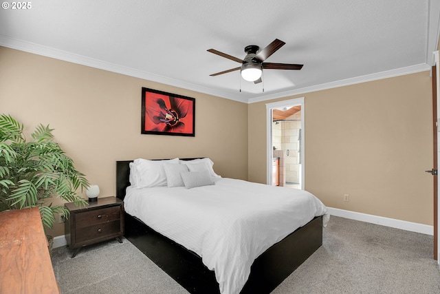 21482 SW 92nd Ct, Tualatin, OR 97062 - carpeted bedroom featuring ornamental molding, baseboards, and a ceiling fan