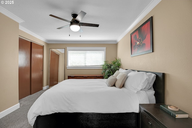 21482 SW 92nd Ct, Tualatin, OR 97062 - carpeted bedroom with ornamental molding, a closet, and ceiling fan