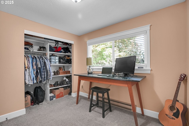 21482 SW 92nd Ct, Tualatin, OR 97062 - carpeted office space featuring baseboards, a textured ceiling, and baseboard heating