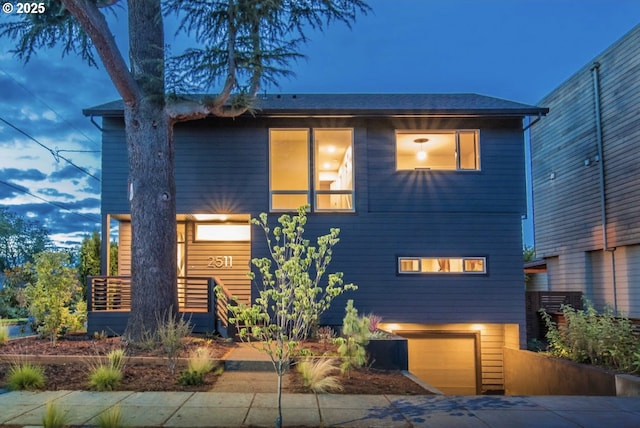 contemporary home featuring an attached garage