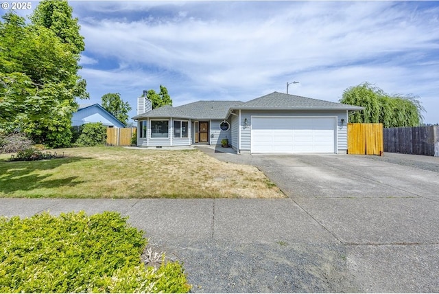 7324 B St, Springfield, OR 97478 - single story home featuring concrete driveway, an attached garage, a chimney, and roof with shingles