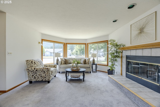 7324 B St, Springfield, OR 97478 - carpeted living area with plenty of natural light and a fireplace