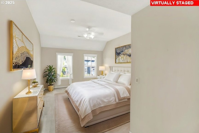 14559 SE Megan Way, Clackamas, OR 97015 - bedroom featuring lofted ceiling, light carpet, and baseboards
