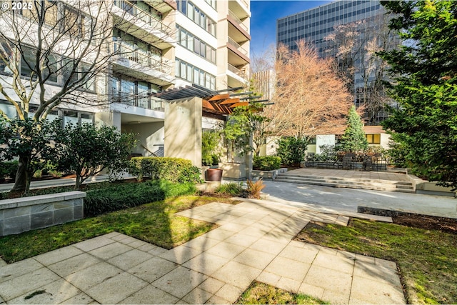 view of property's community with a pergola