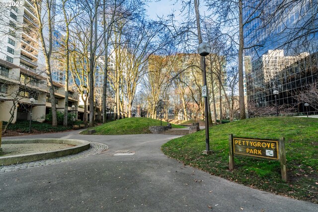 view of property's community featuring a yard