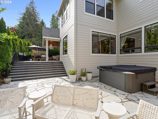 9010 SW Inez St, Tigard, OR 97224 - view of patio with a hot tub and a wooden deck